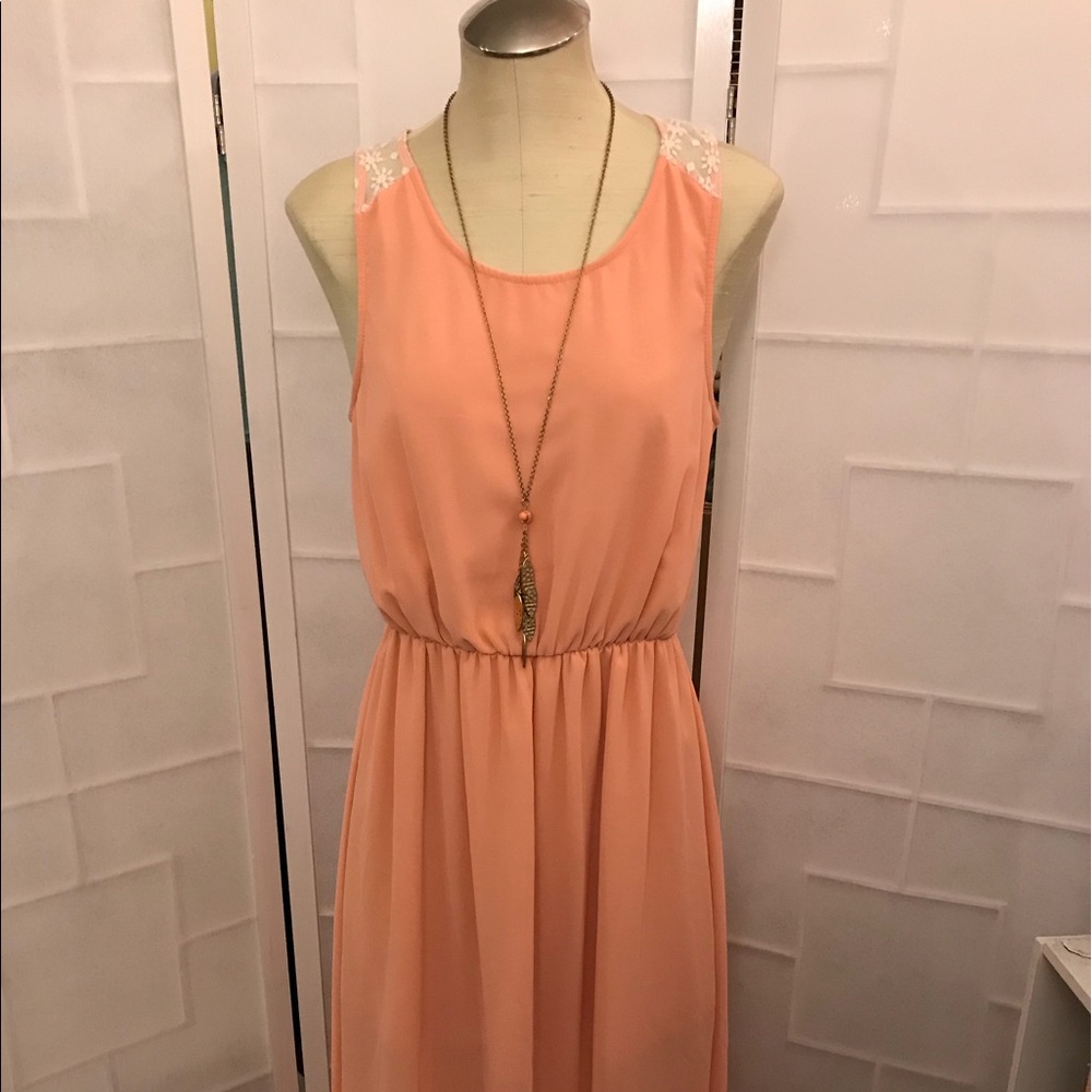 Stunning coral maxi dress by-“double zero”like new